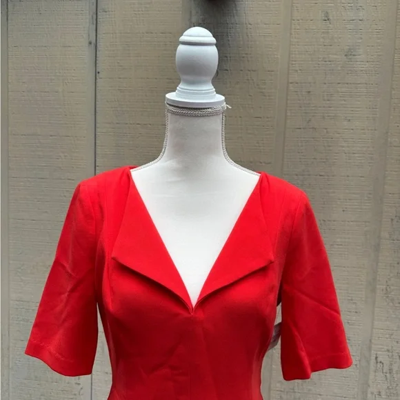 Black Halo Vibrant Red Sheath Midi Dress - Picture 3 of 9